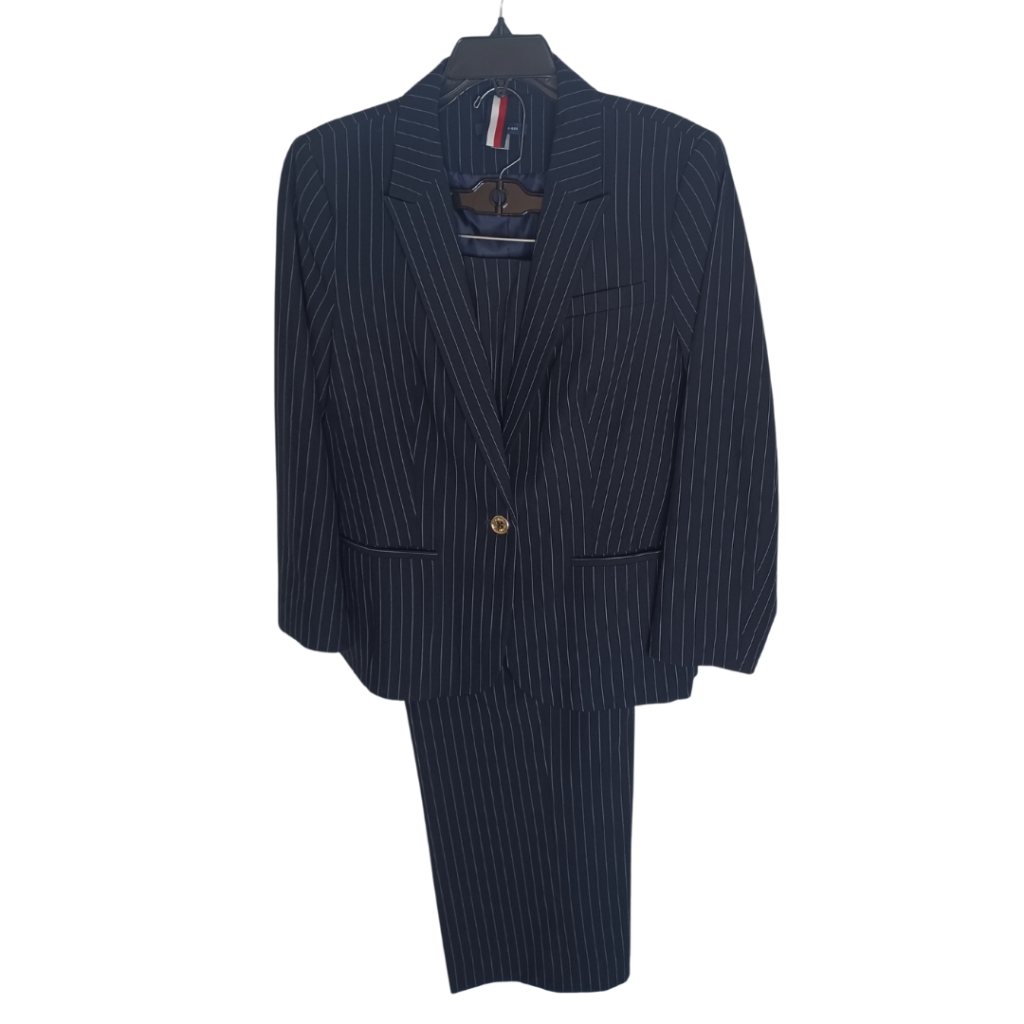 Tommy Hilfiger Navy Pinstripe Pantsuit